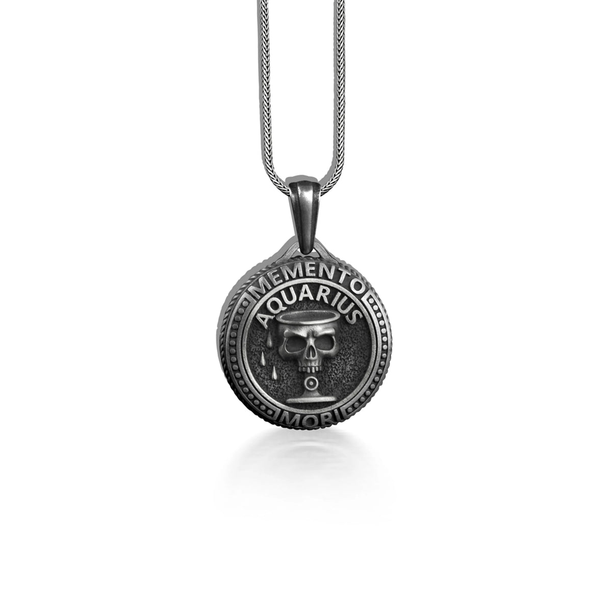 Silver Skull Zodiac Necklace C9770