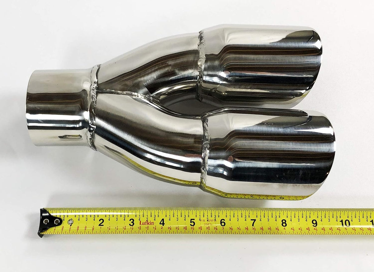 Polished Stainless Double Wall Exhaust Tip 2.50" Inlet Dual 3.00 X 9.50 Long Pack of 2 S990