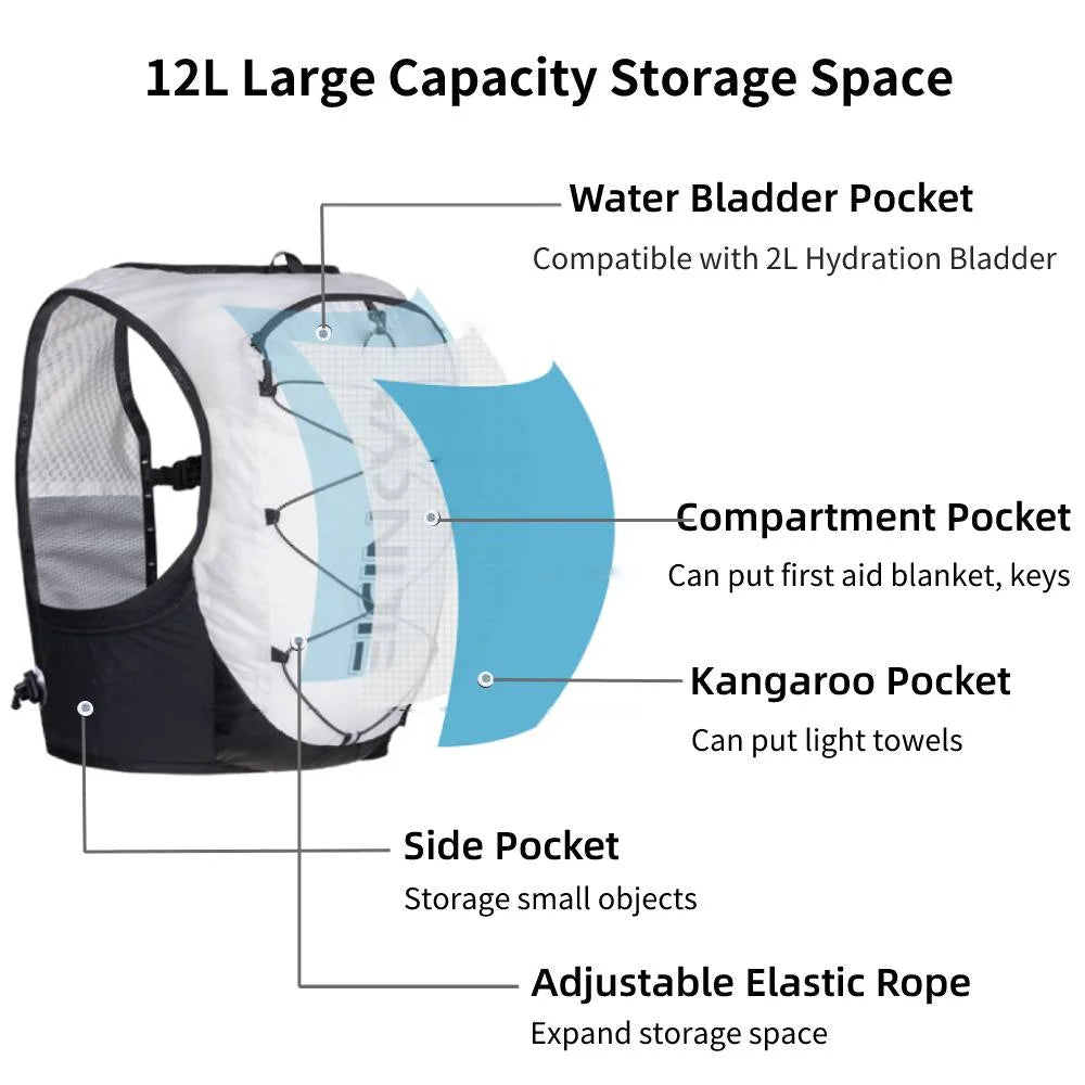 Black 5L Running Hydration Vest Backpack J2451