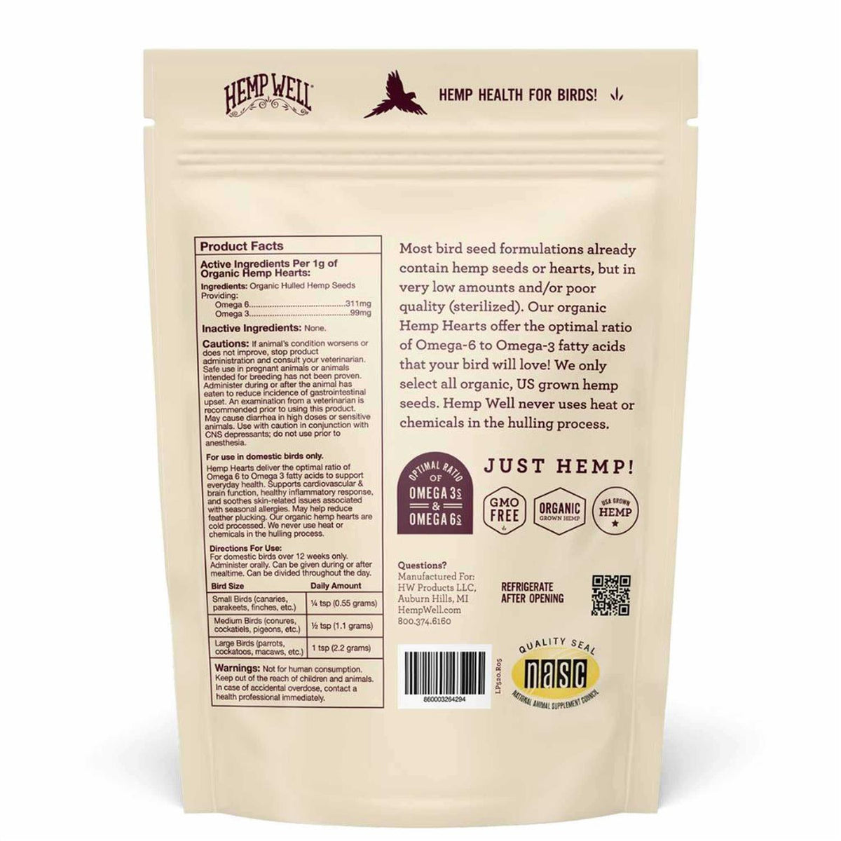 Bird Hemp Hearts Supplement E563799