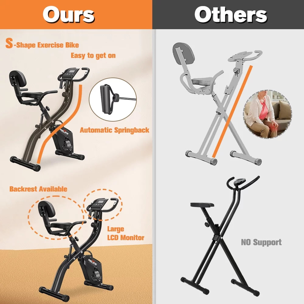 Folding Exercise Bikes with Arm Resistance Band L3189