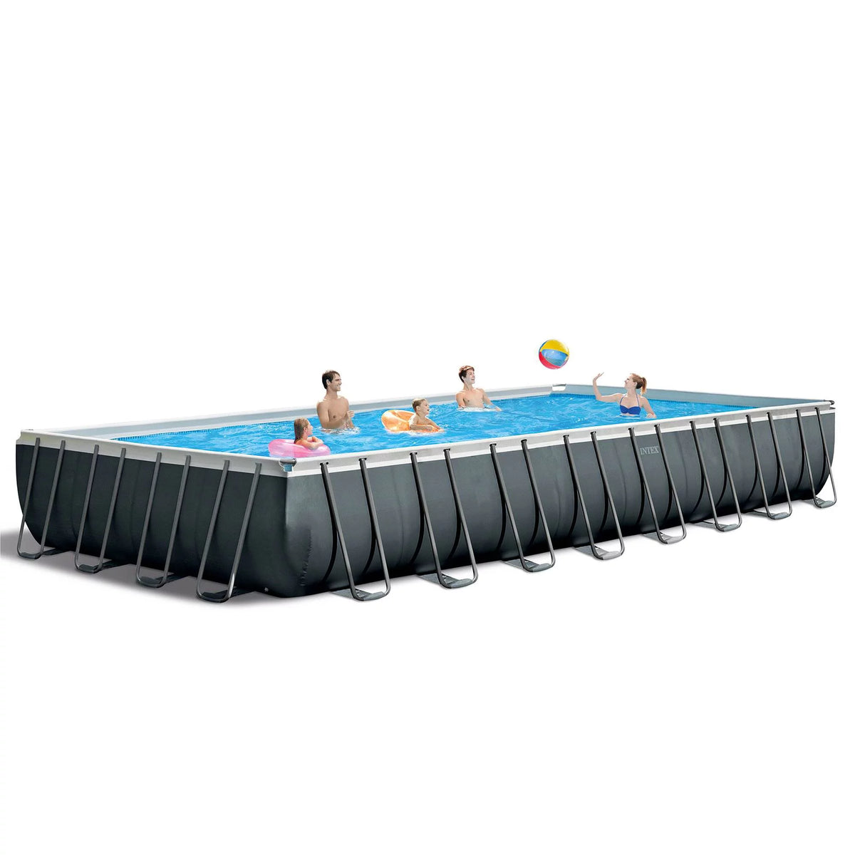 24ft x 12ft x 52in Rectangular Pool, Floats (2 Pack) & Cooler U166786