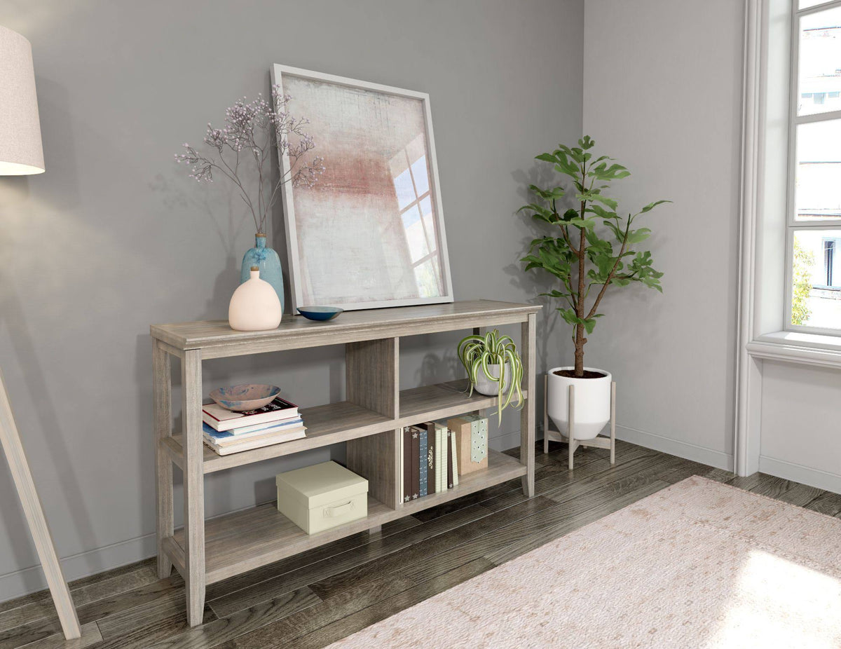 Washed Gray Solid 2-Tier Low Horizontal Bookcase T511