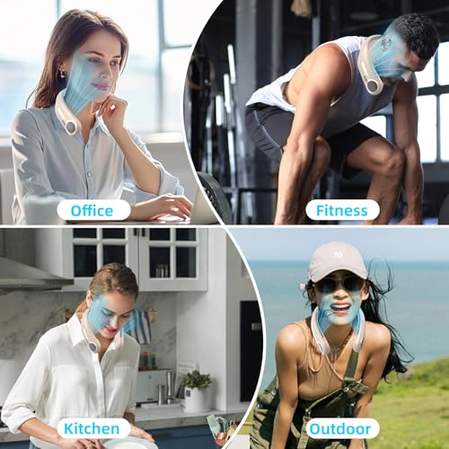 Portable Hands Free Bladeless Neck Fan 6000mAh USB Rechargeable Black U911