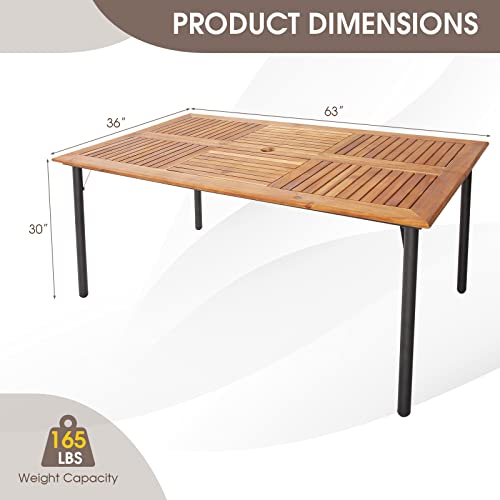 Acacia Wood Dining Table for 6 Persons with Metal Legs J81311
