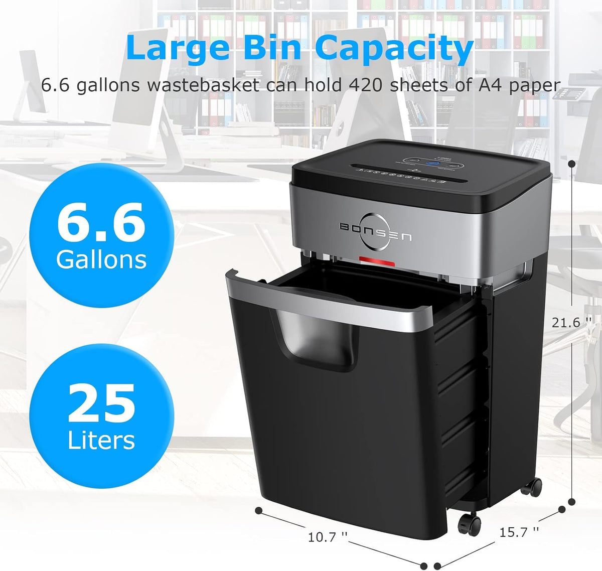 18-Sheet Cross-Cut Paper Shredder with 6.6 Gallons Pullout Basket X899