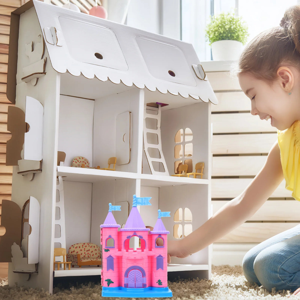 Plastic Castle Toy Dollhouse Miniature B6831