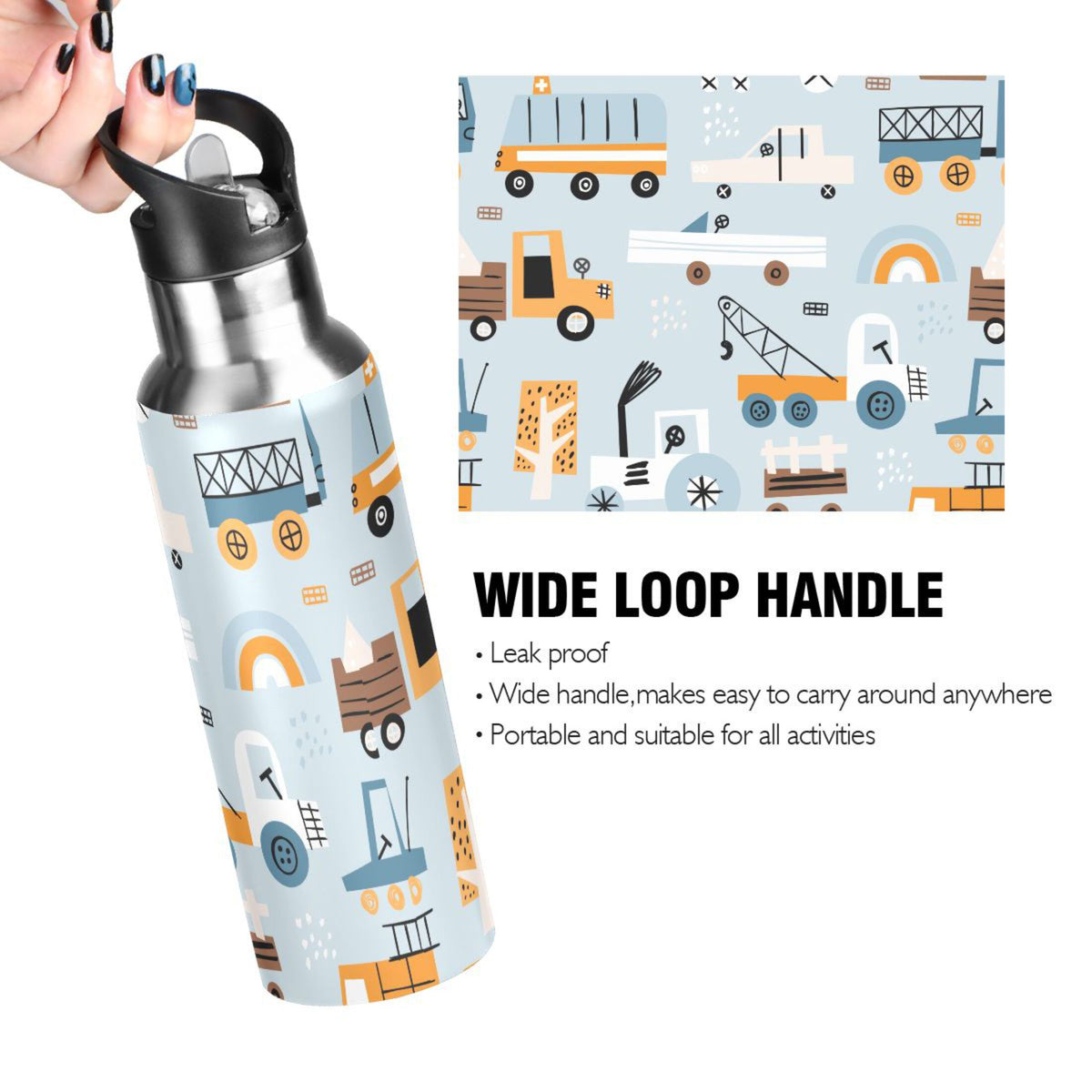 Blue Truck Stainless Steel Water Bottle with Straw Lid 20 OZ N7930