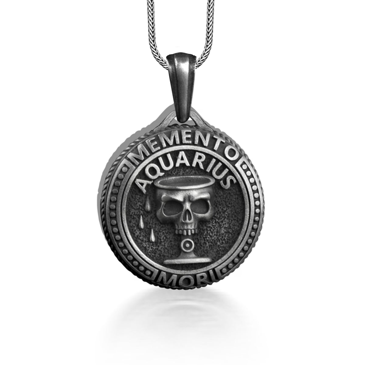 Silver Skull Zodiac Necklace C9770