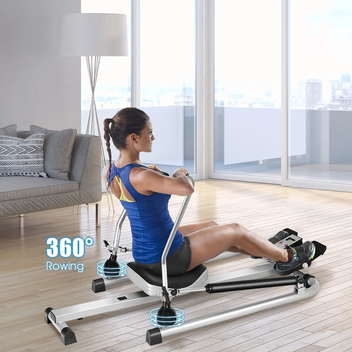 Rower with LCD Monitor and Adjustable Hydraulic Resistance P609