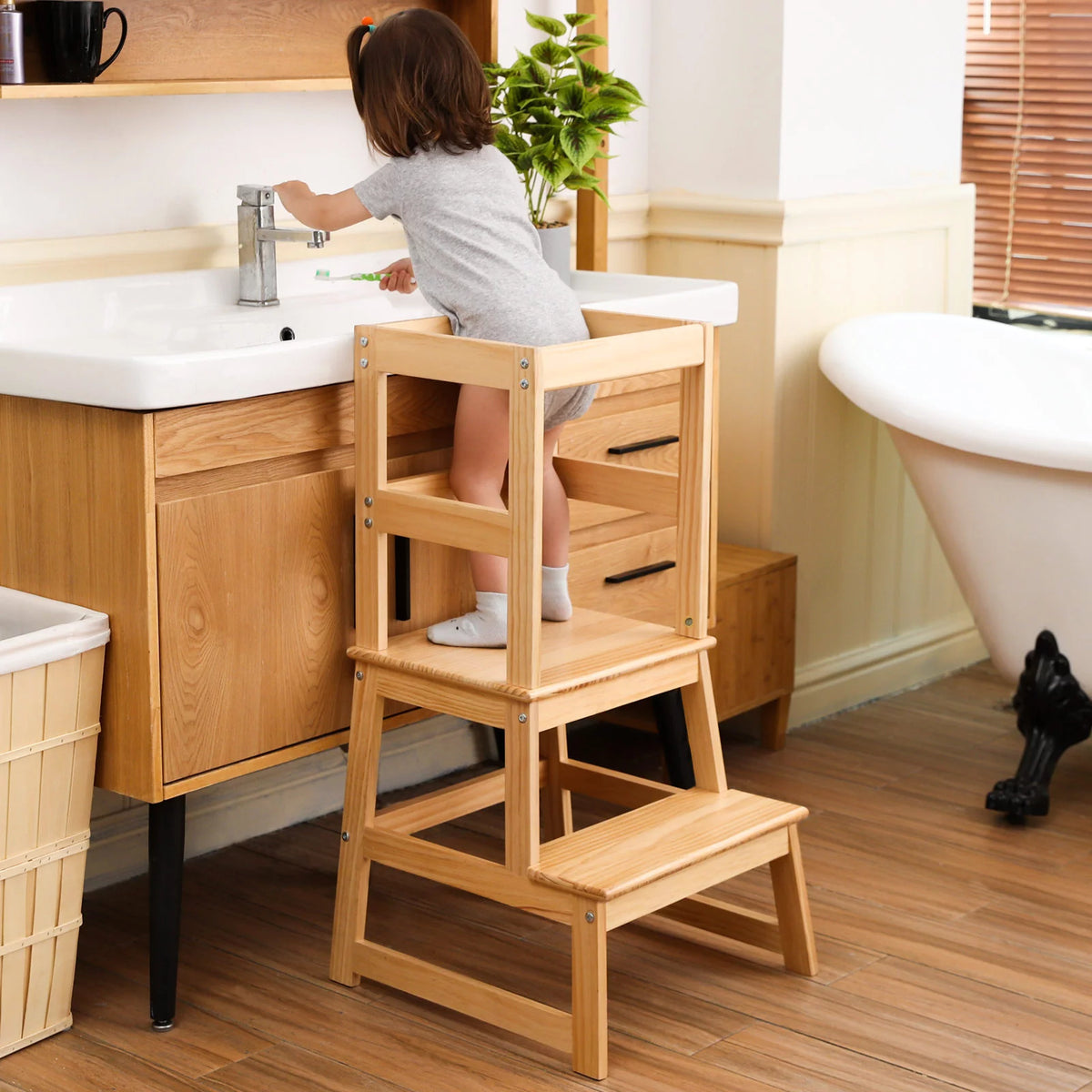 Wooden Two Step Kids Kitchen Stool V460133