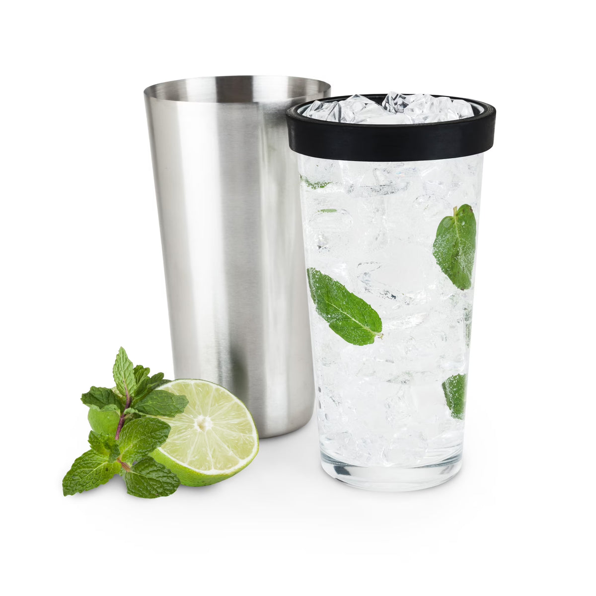 Boston Shaker, Stainless Steel Cocktail Tin & Mixing Glass with Rubber Seal, 28 Oz and 16 Oz, Set of 2 O6969