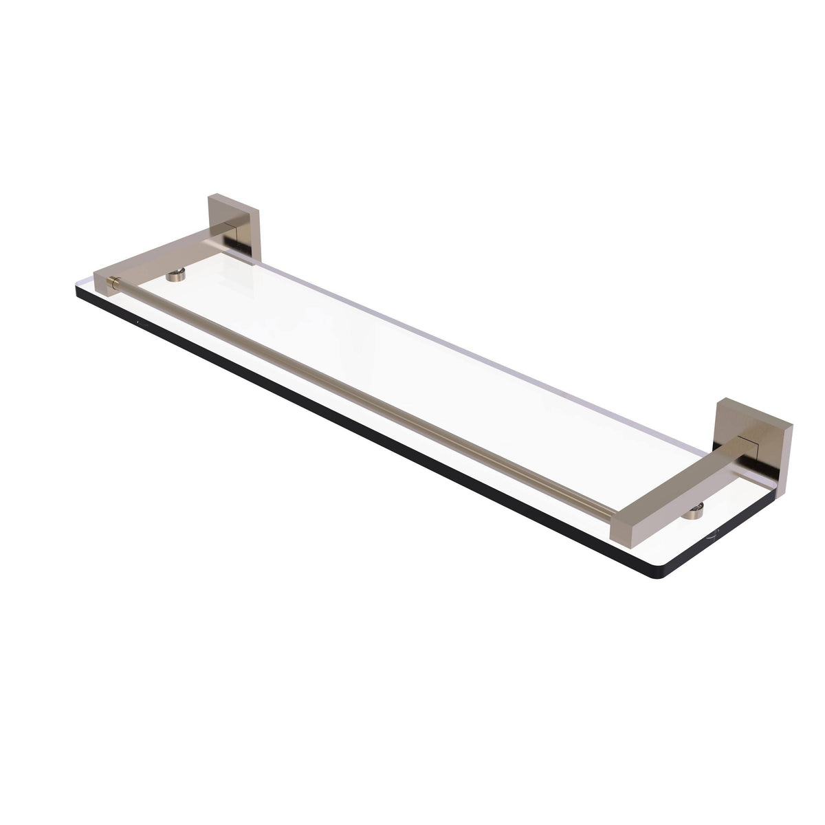 Satin Brass 22 in. Glass Shelf with Gallery Rail A37407