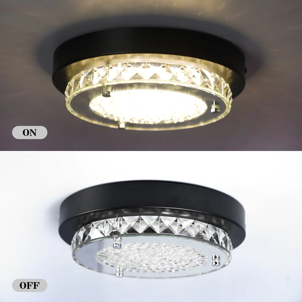 Black Crystal Flush Mount Ceiling Light F321626