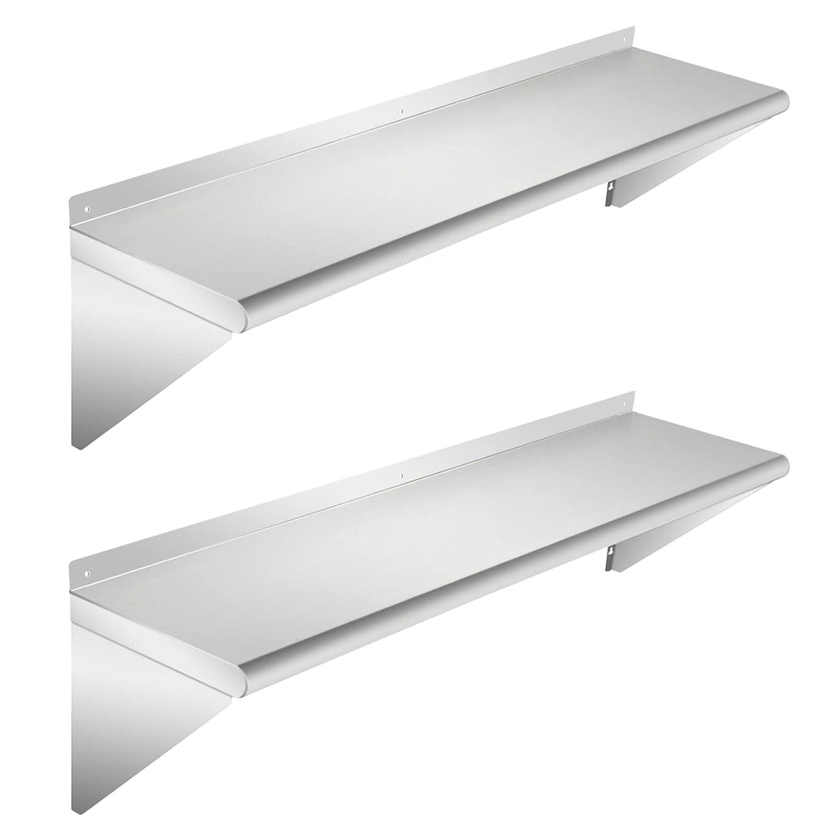 Stainless Steel Wall Mount Shelves, Set of 2, 48 x 12 Inch C782485