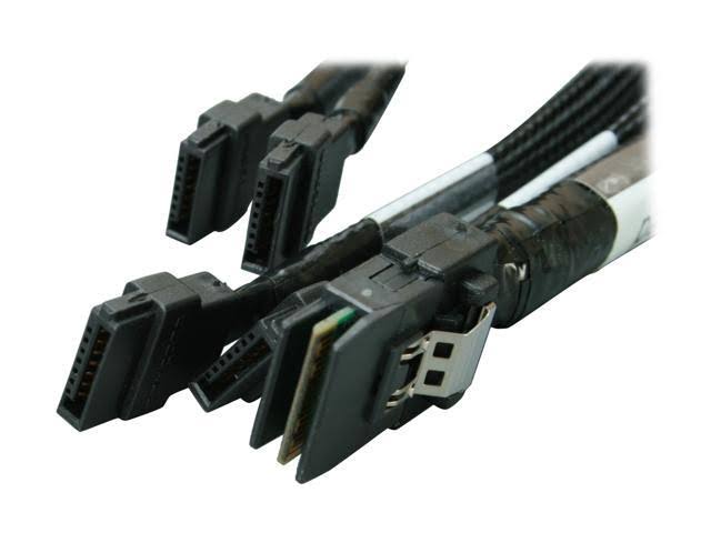 Internal Mini-SASX4 SFF-8087 to 4-SATA Fanout Cable 0.5 Meters T6333