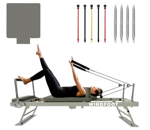 Foldable Pilates Reformer Machine with Springs & Cords X57420