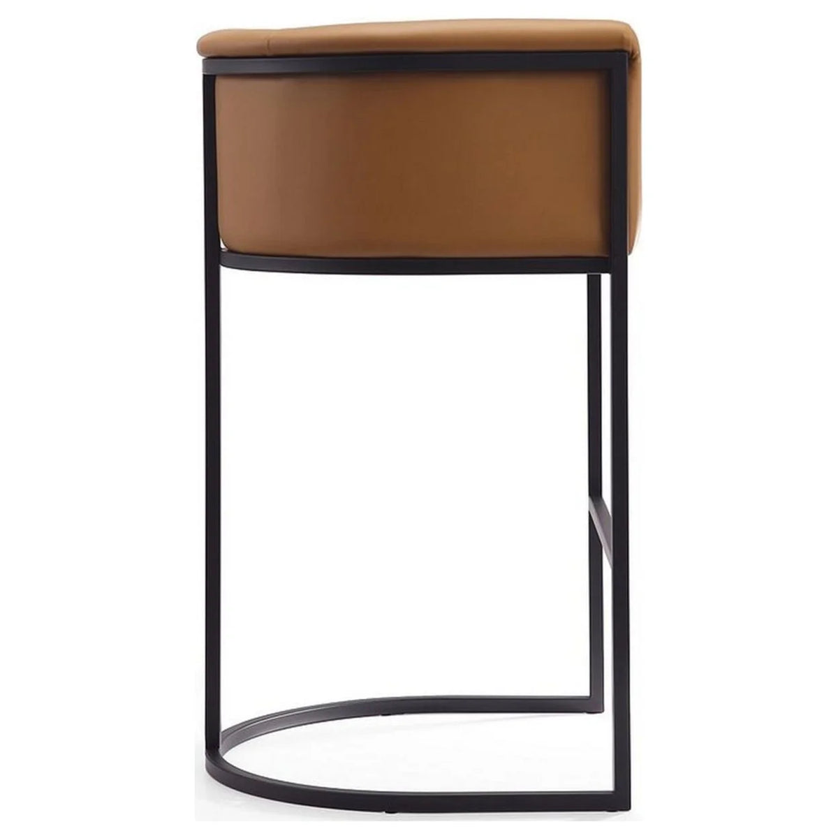 Camel and Black Metal Barstool T7210