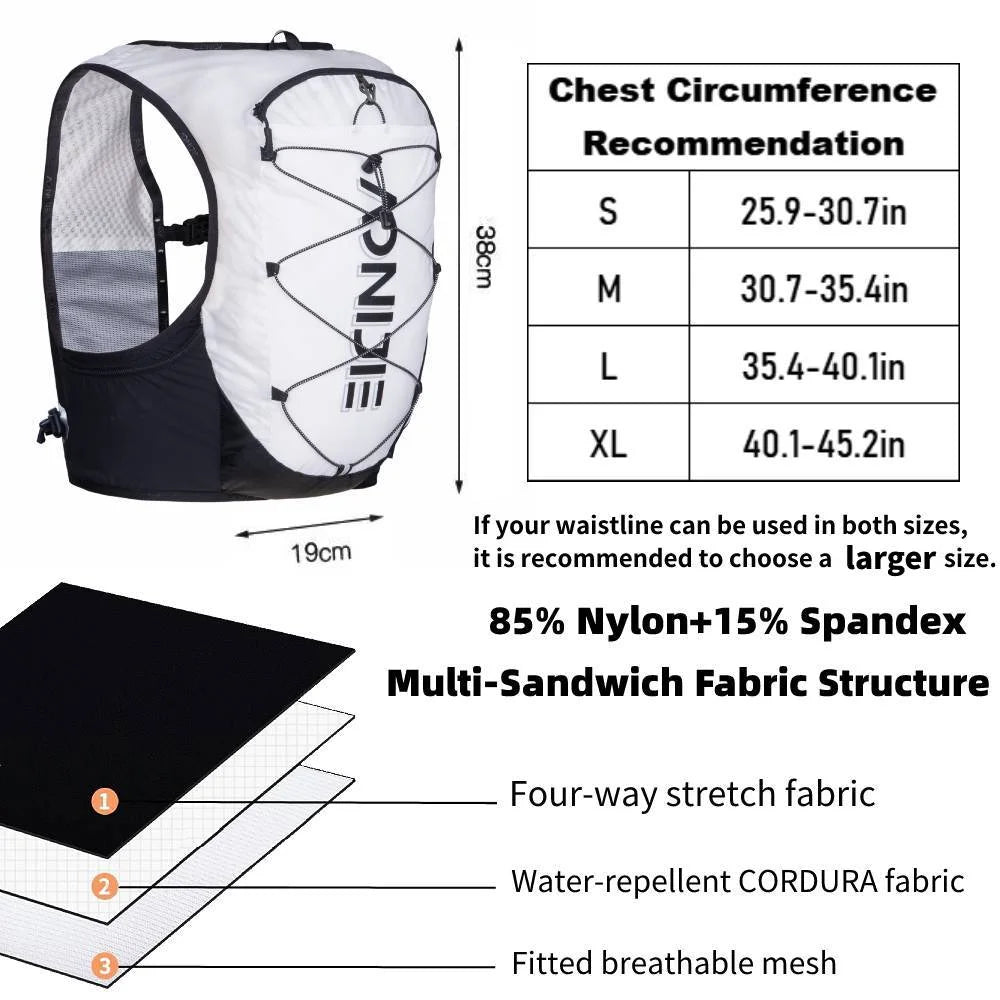 Black 5L Running Hydration Vest Backpack J2451