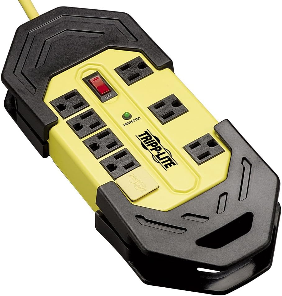 8 Outlet Metal Surge Protector Power Strip, 25ft Cord, Pack of 2 I3357