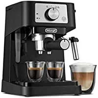 Manual Espresso Machine with Milk Frother, 15 Bar, Black Stainless I290552