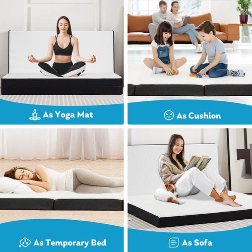 4 inches Tri-Fold Memory Foam Mattress Topper Q855047