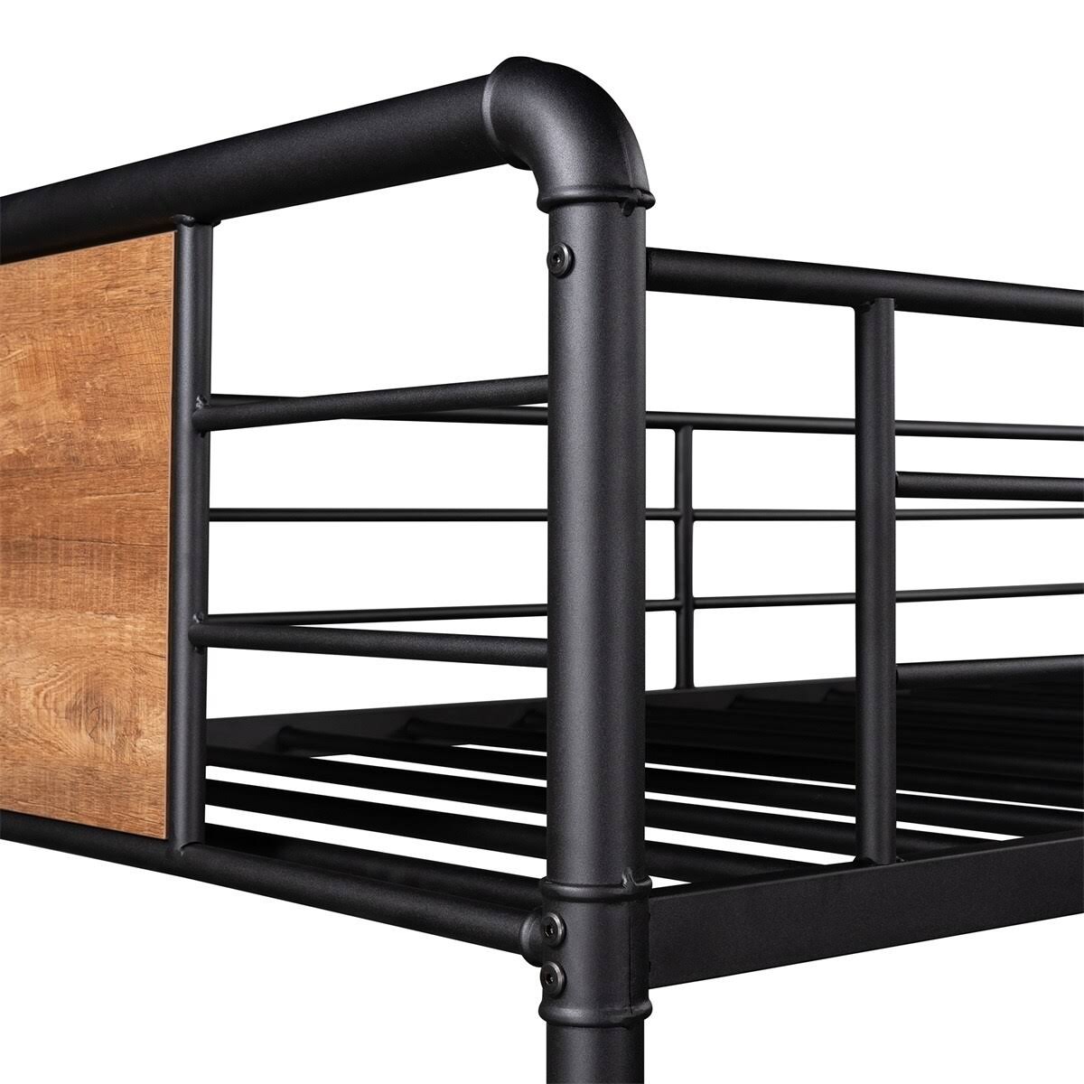 Black Metal and Wood Twin Over Twin Bunk Bed V714197