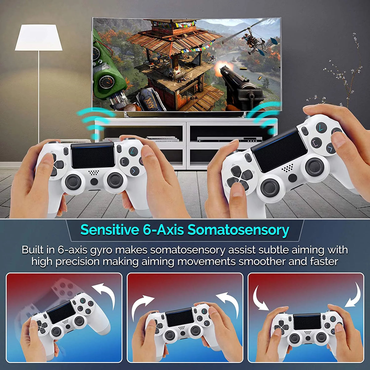 Wireless GamePad with Built-In Speaker Gyro BlueTooth (White) D57152