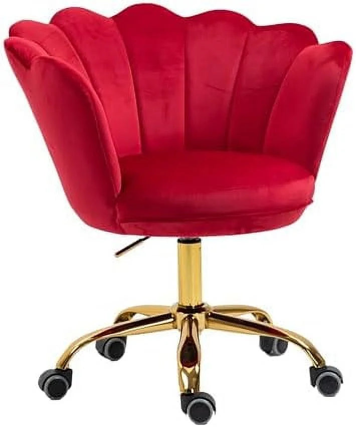 Velvet Upholstered Adjustable Swivel Task Chair with Wheels D682