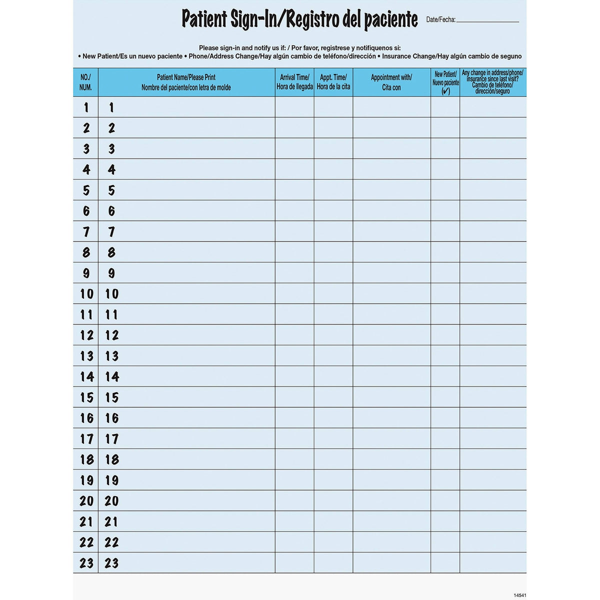 Blue Patient Sign-In Labels 125 Sheets/Pack C170430