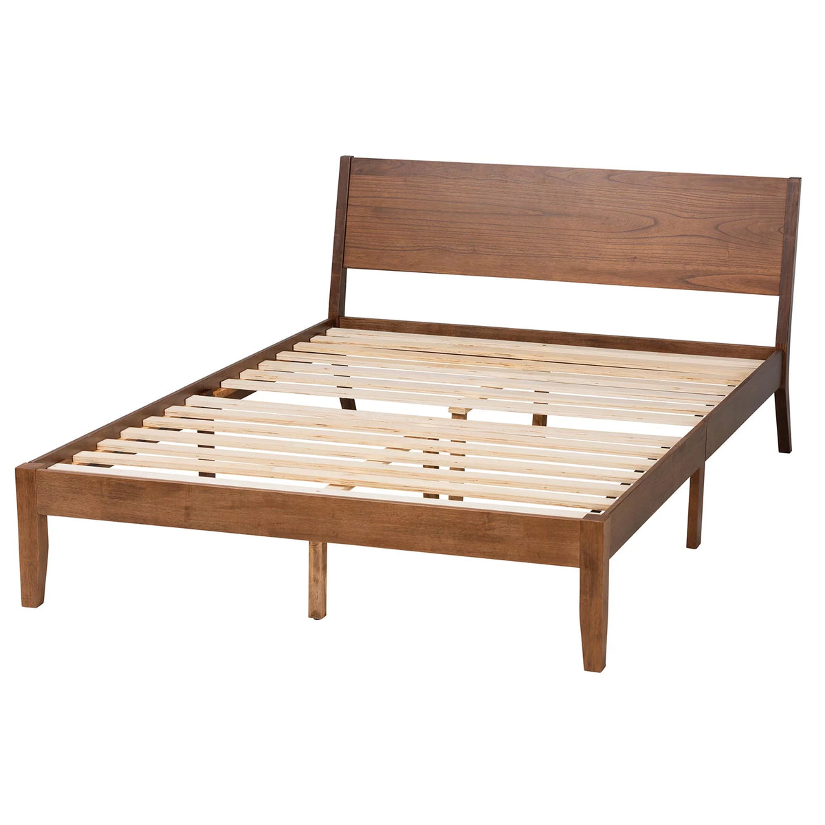 Walnut Brown Wood King Size Platform Bed M921457