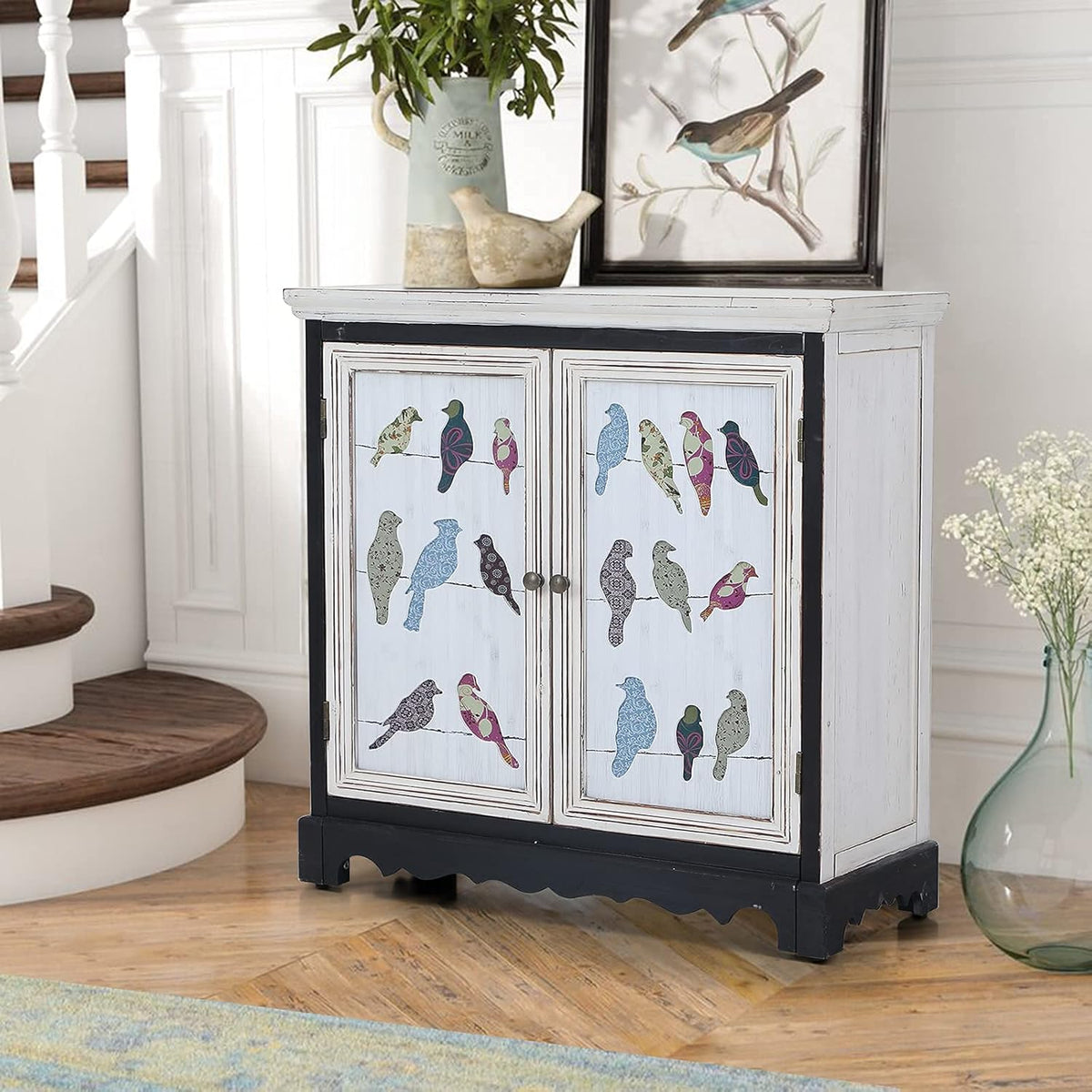 White 2 Door Distressed Storage Cabinet P56129