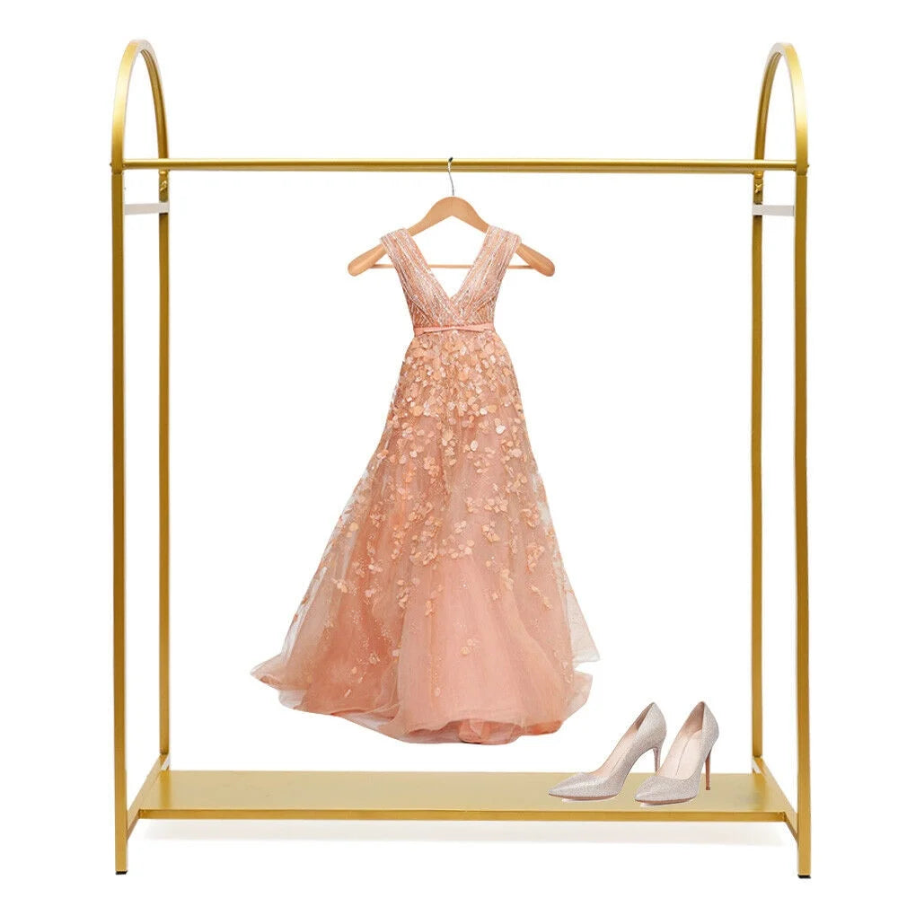 Gold Garment Rack with Iron Board Arched Stand Floor Hanger Storage Rack 1.5m Height N321389