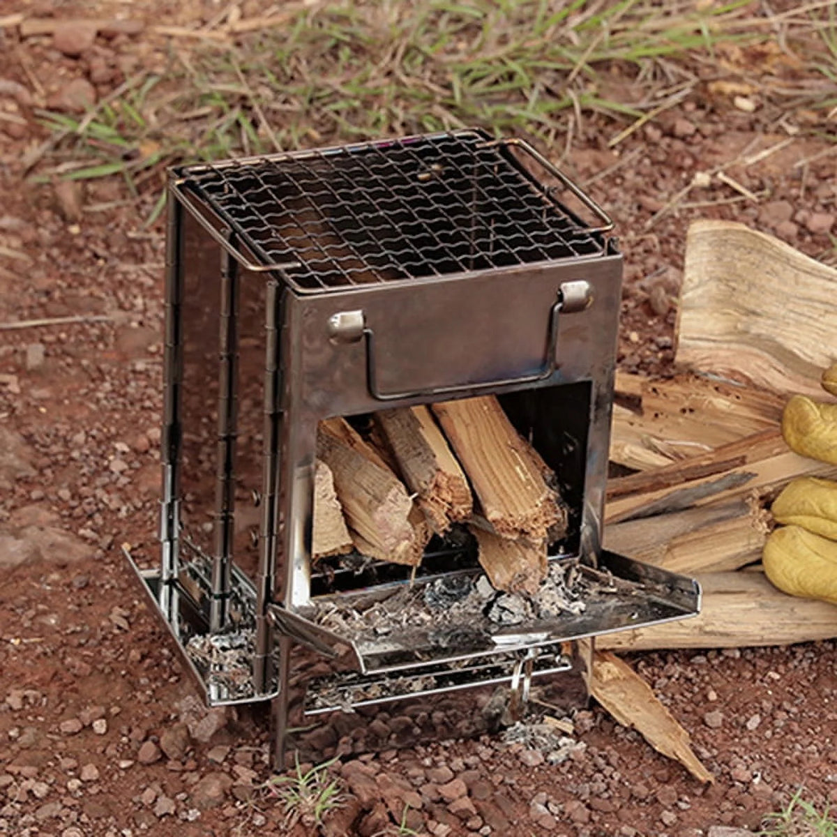 Folding Wood Burning Stove Blowpipe Kit with Carry Bag G692