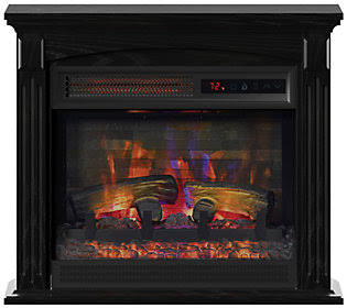 24" Wall Mantel Infrared Fireplace Heater & Remote, Black T56409
