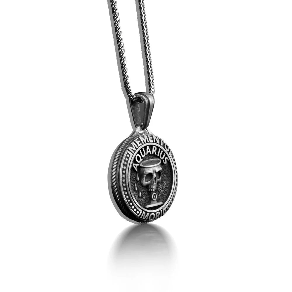 Silver Skull Zodiac Necklace C9770
