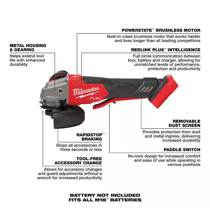 18-Volt Lithium-Ion Brushless Cordless 4-1/2 in./5 in. Grinder with Battery & Charger D967913