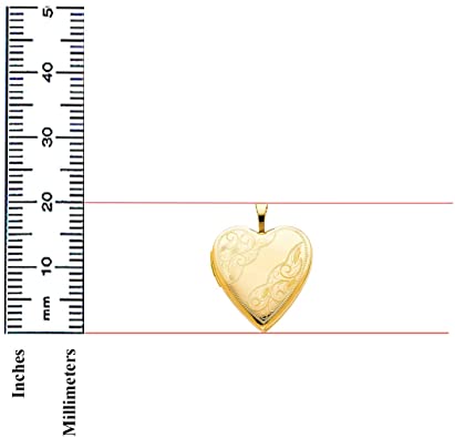 14K Yellow Gold Polished Love Heart Shaped Locket Pendants with 0.8mm Snake Chain O5878