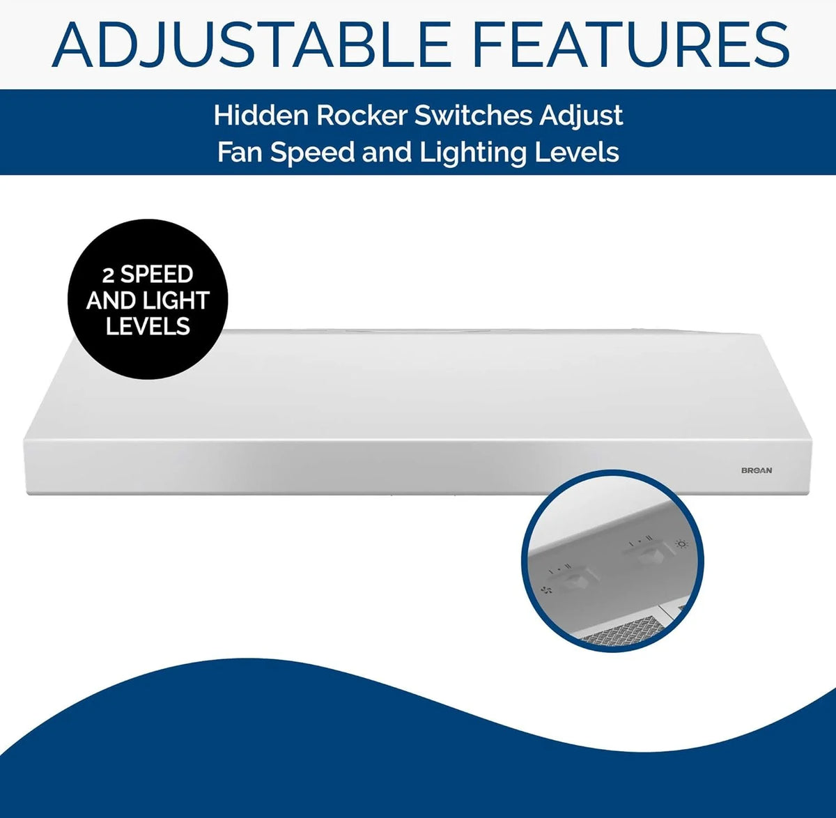 White 30-inch Under-Cabinet 4-Way Convertible Range Hood with 2-Speed Exhaust Fan and Light, 300 Max Blower CFM Q5610