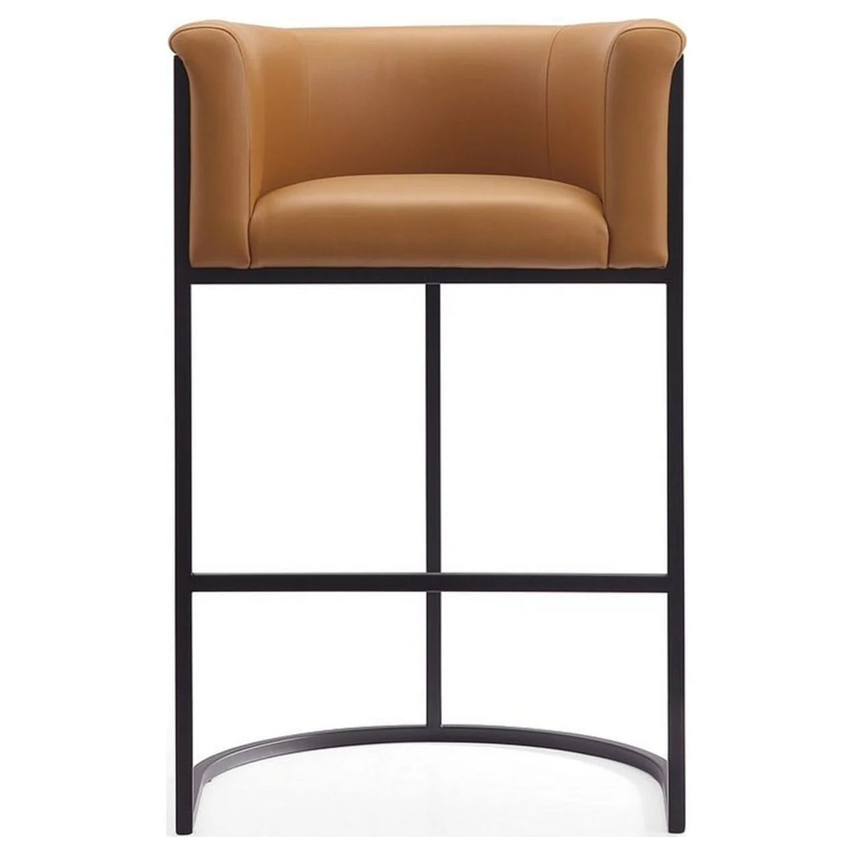 Camel and Black Metal Barstool T7210