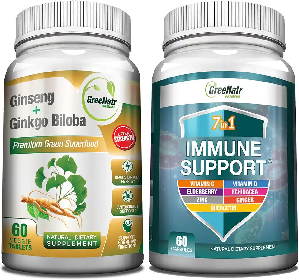 Red Ginseng Ginkgo Biloba Immune Support Supplement with Vitamin C, Vitamin D3, Zinc, Quercetin Z600390