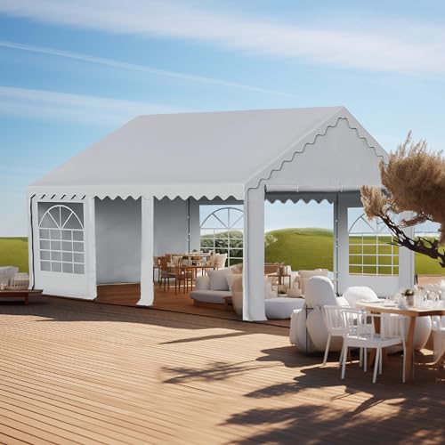 20'x16' Heavy Duty Canopy with Removable Sidewalls & 3 Storage Bags, White T354