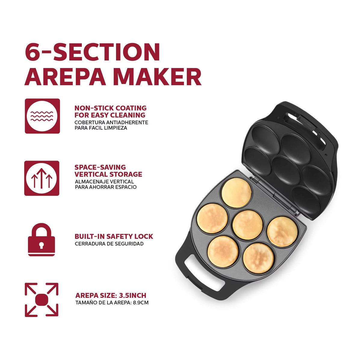 6-Section Non-Stick Arepa Maker P18434