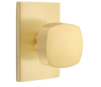 Satin Brass Passage Set Knob with Rosette E4208