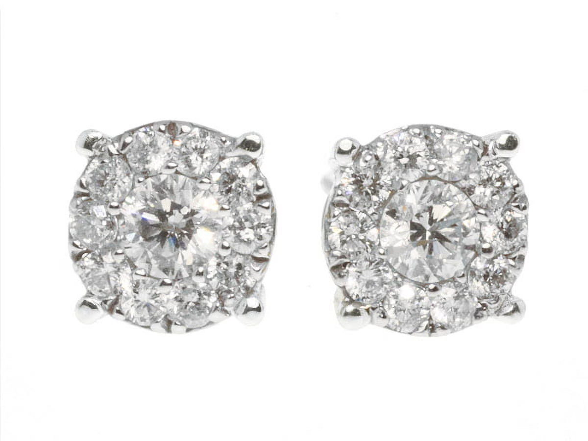 14K White Gold Diamond Stud Earrings E9571