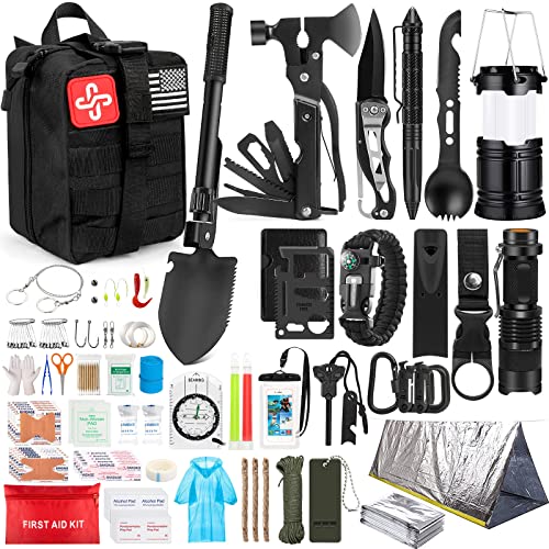 250Pcs Survival First Aid Kit with Molle Bag and Emergency Tent F4152