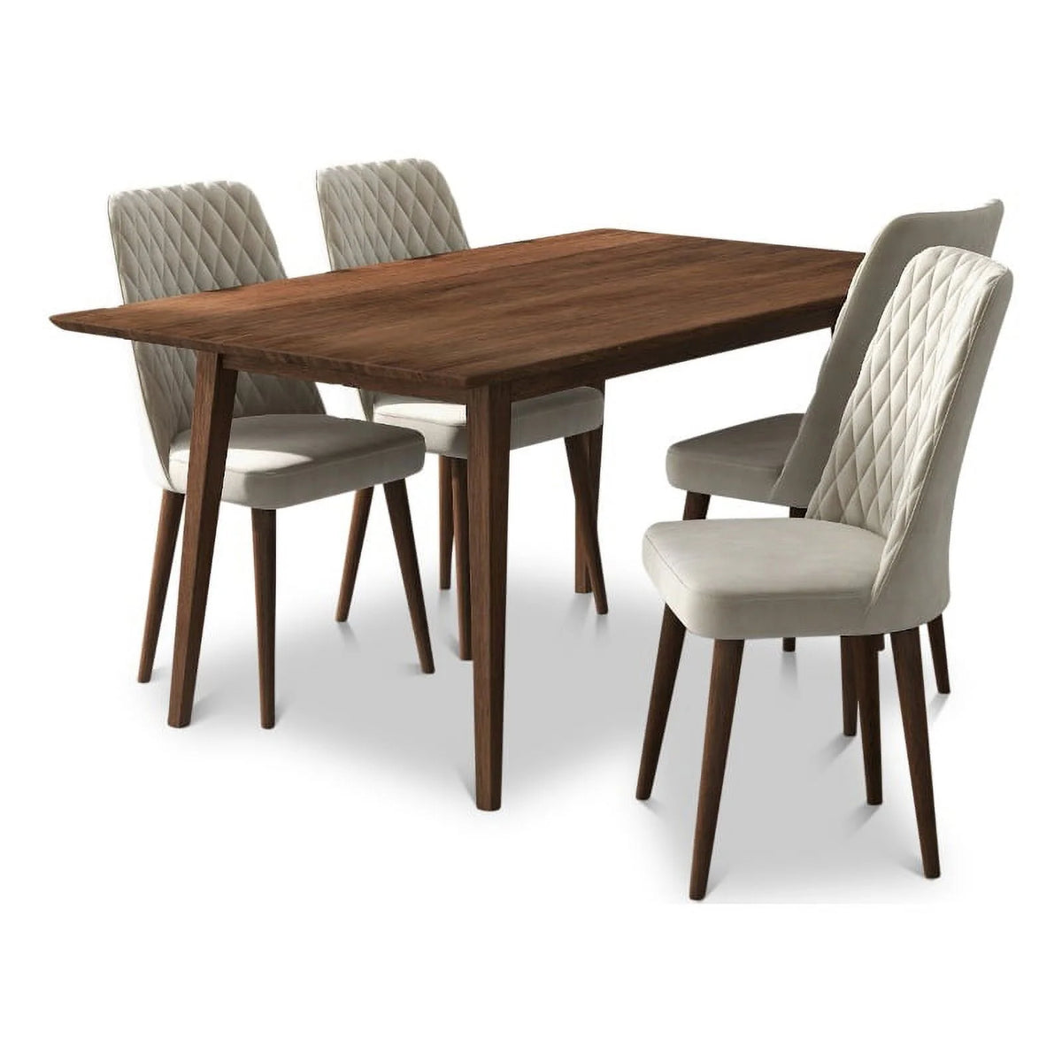 Solid Wood Walnut Dining Table and 4 Chair Set Y72617