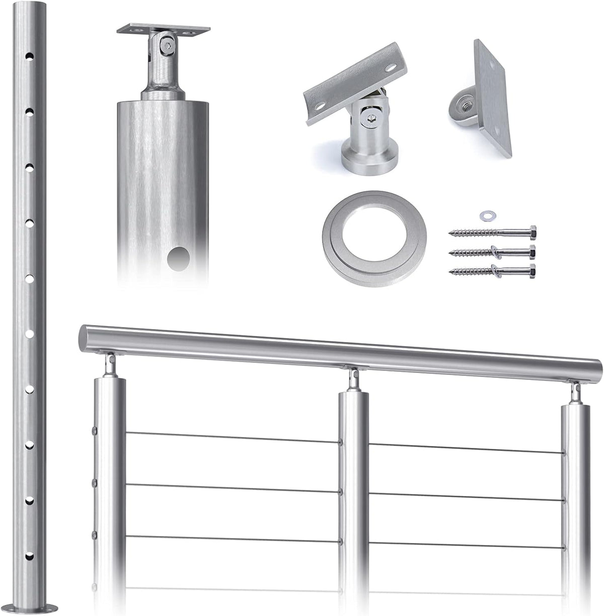 36”x2.36” Stainless Steel Brushed Finishing Pre-drilled Posts D130562