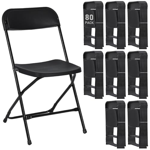 White Plastic Folding Chairs, 10 Pack Stackable Steel Frame Y67875