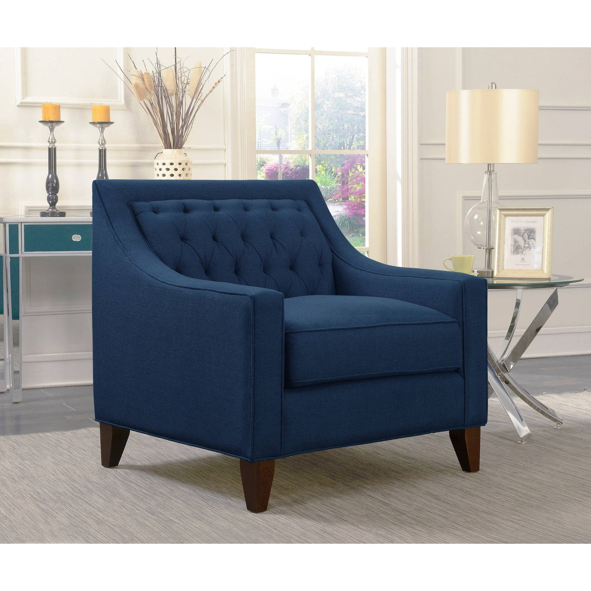 Beige Linen Tufted Club Chair Q44525